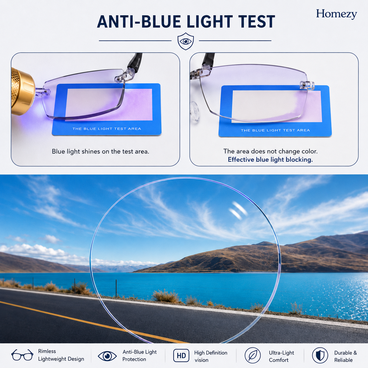 Homezy Anti-Blue Light Rimless Glasses – Lightweight, Foldable & Comfortable Eyewear for Digital Screen Use BUY 1 GET 1 FREE