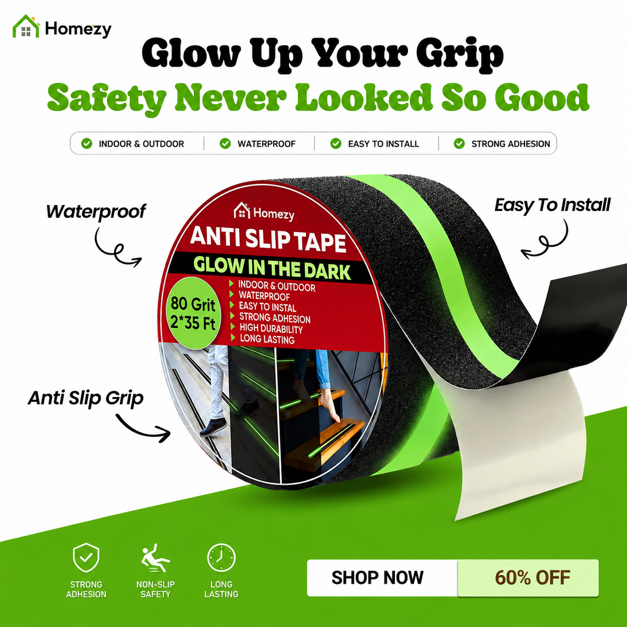 Homezy Glow in the Dark Anti Slip Tape