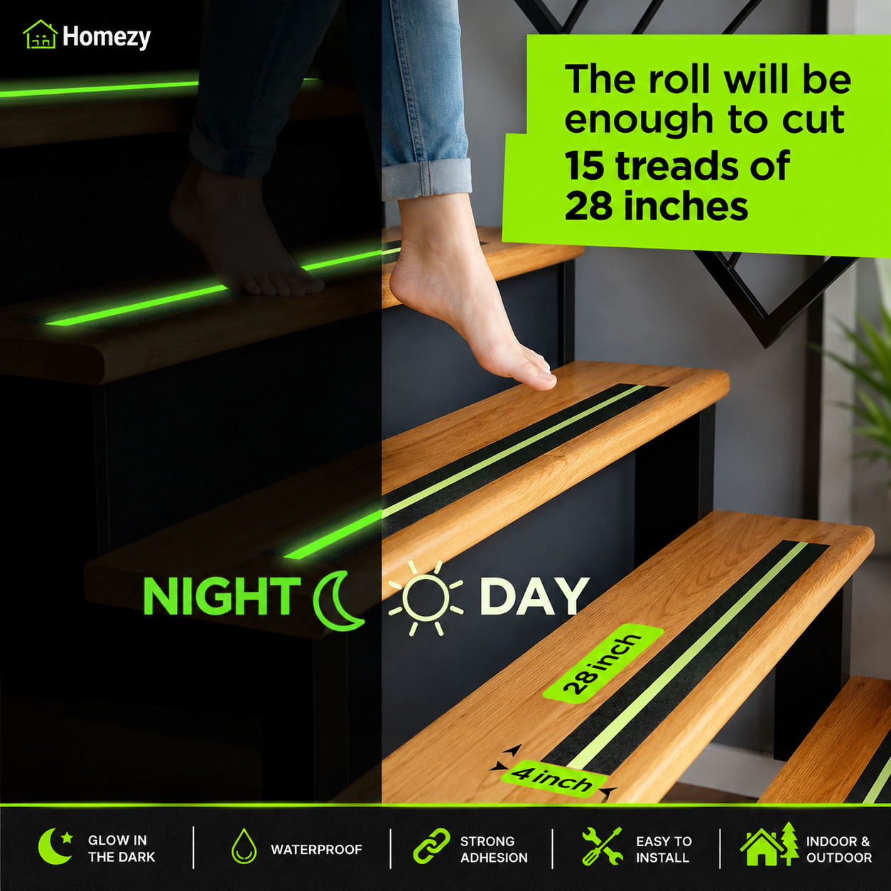 Homezy Glow in the Dark Anti Slip Tape