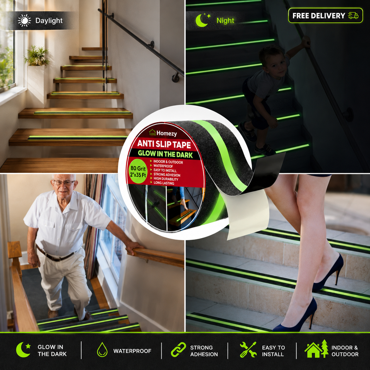 Homezy Glow in the Dark Anti Slip Tape