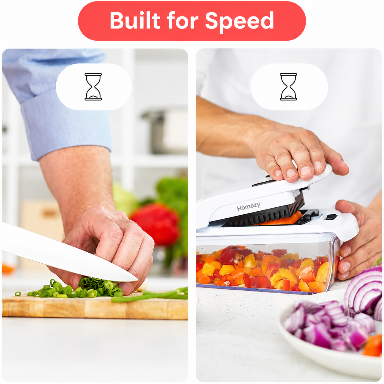 Homezy Pro Vegetable Chopper – Multi-Blade Kitchen Cutter for Fast Chopping, Dicing, Slicing & Meal Prep