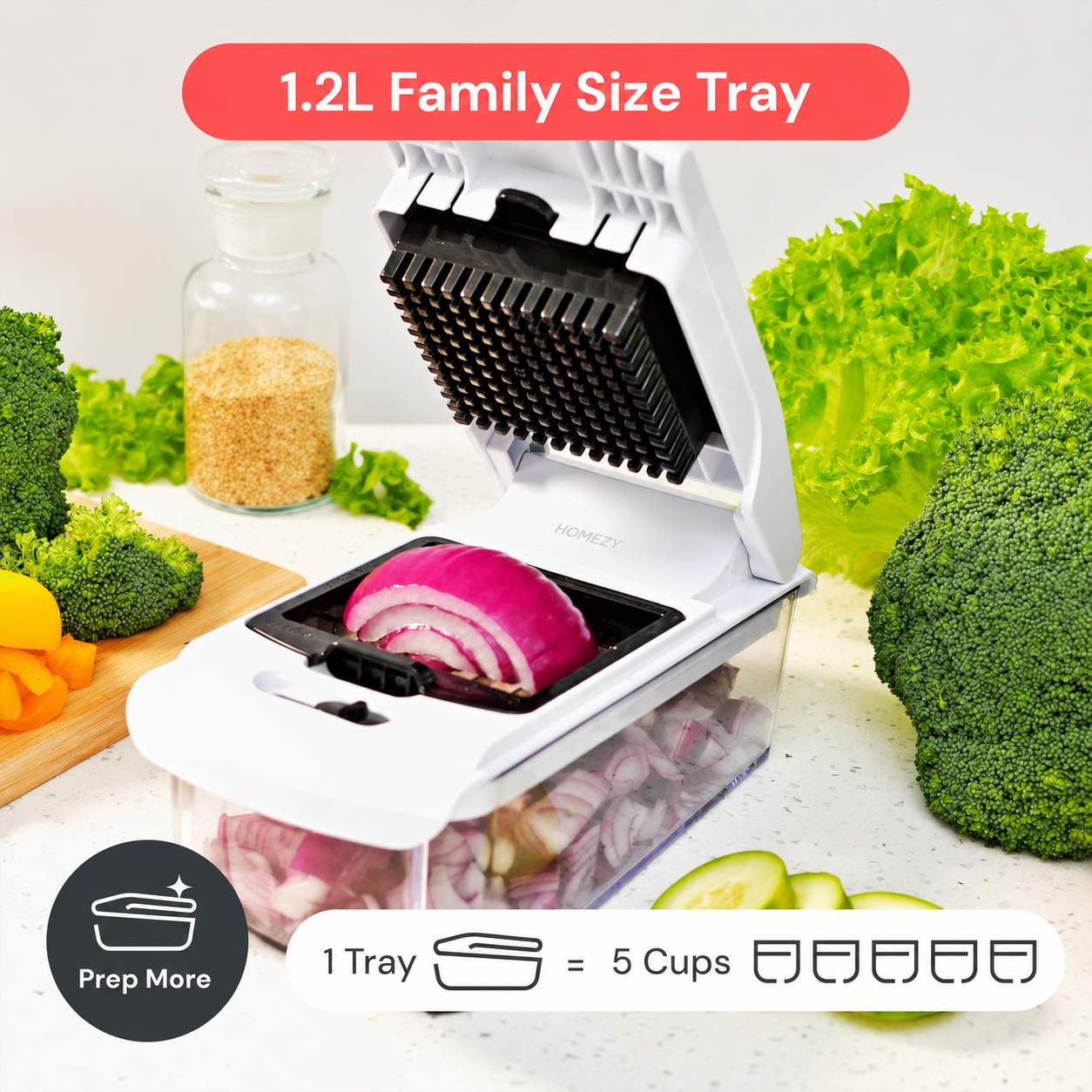Homezy Pro Vegetable Chopper – Multi-Blade Kitchen Cutter for Fast Chopping, Dicing, Slicing & Meal Prep